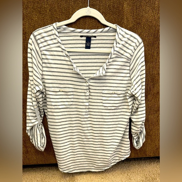 Lucky Brand Tops - Lucky Brand Striped Roll- Sleeve Top
 Brand Top